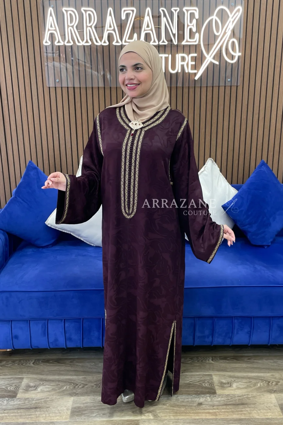 Caftan sfifa main beige poudre | CasaZaz