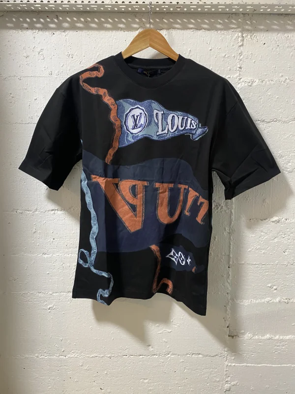 Louis Vuitton T-Shirt Black Print Oversize | MASSIMOLUXURYOUTLET