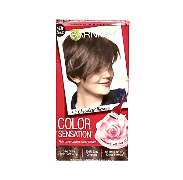 Garnier Olia Oil Powered Ammonia Free Permanent Hair Color, 5.0 Chocolate Therapy COLOR SENSATION | Hit-The-Stage Pharmacy