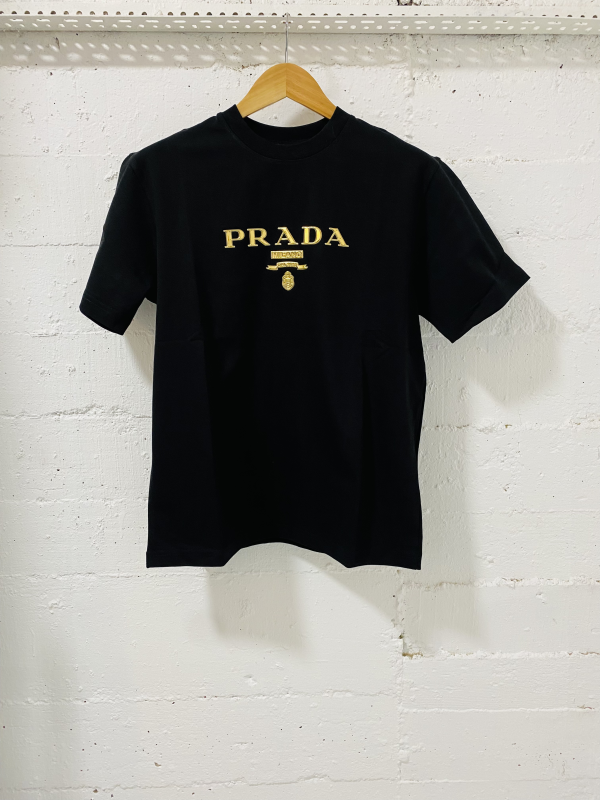 Prada Milano T-Shirt Black/ Gold  | MASSIMOLUXURYOUTLET