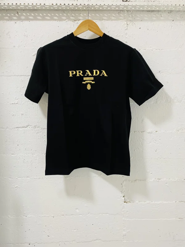Prada Milano T-Shirt Black/ Gold  | MASSIMOLUXURYOUTLET