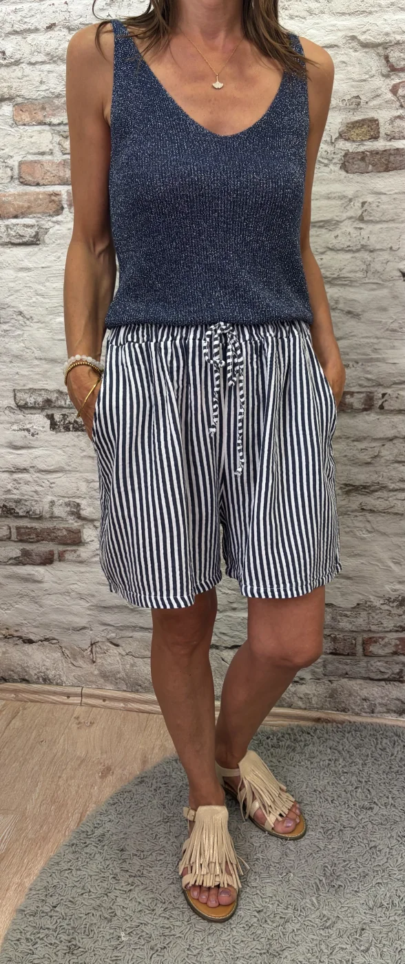Short rayé gaz de coton | Jus de coco
