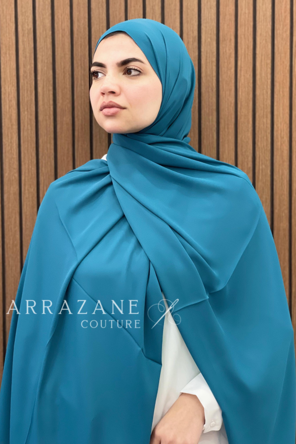 Châle Crêpe Uni Vert Bleu | CasaZaz