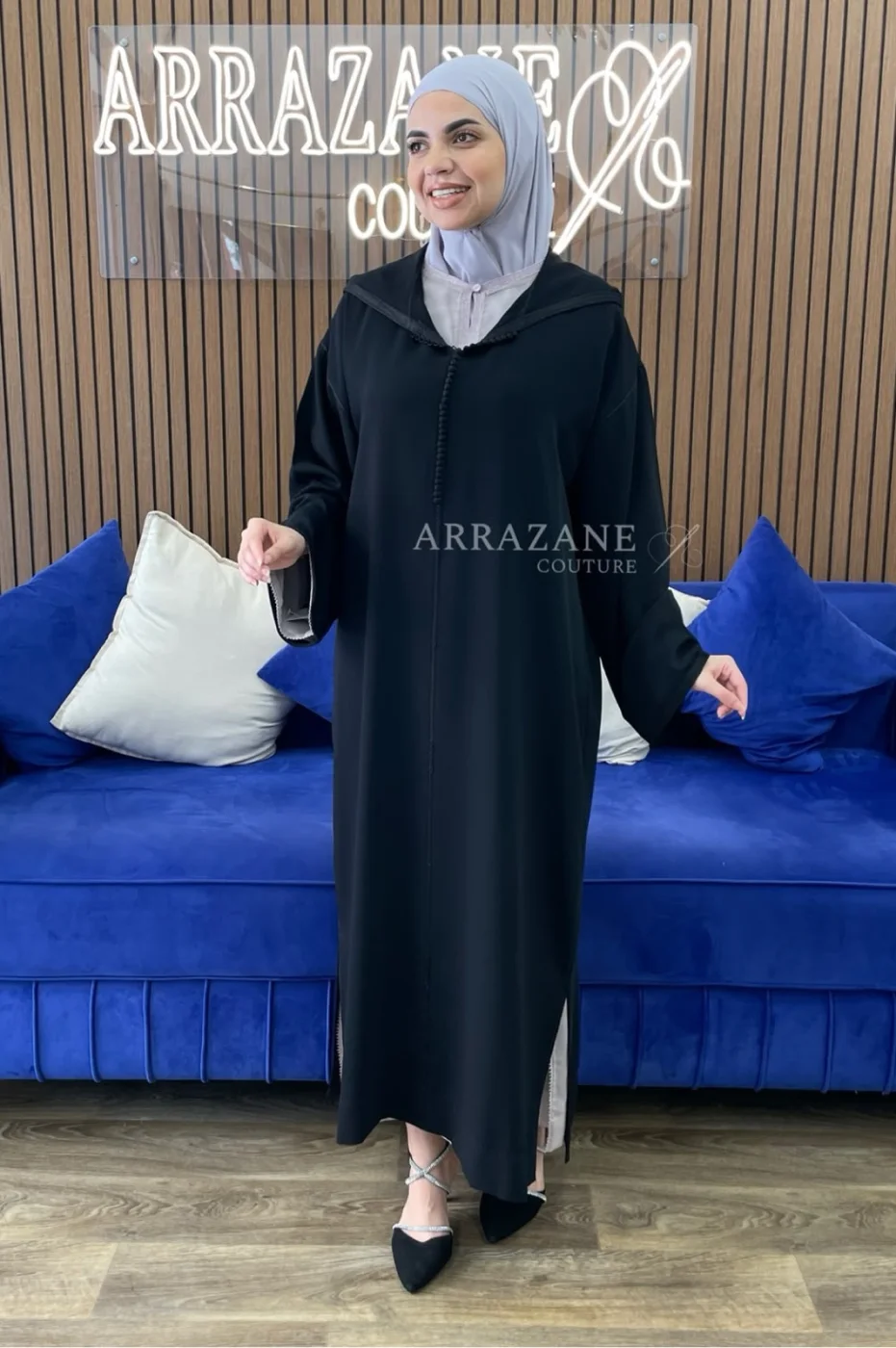 Djellaba Crêpe Berchmane Noir | CasaZaz