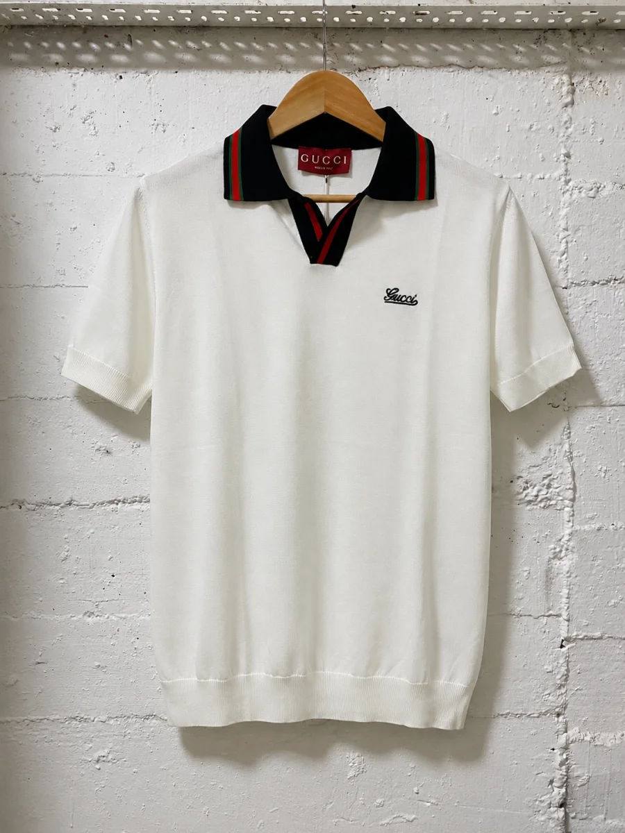 Gucci Firenze 1921 Knit Polo Shirt Ecru/Off White | 