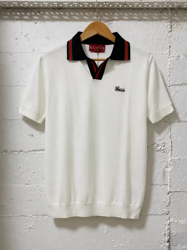 Gucci Firenze 1921 Knit Polo Shirt Ecru/Off White | 