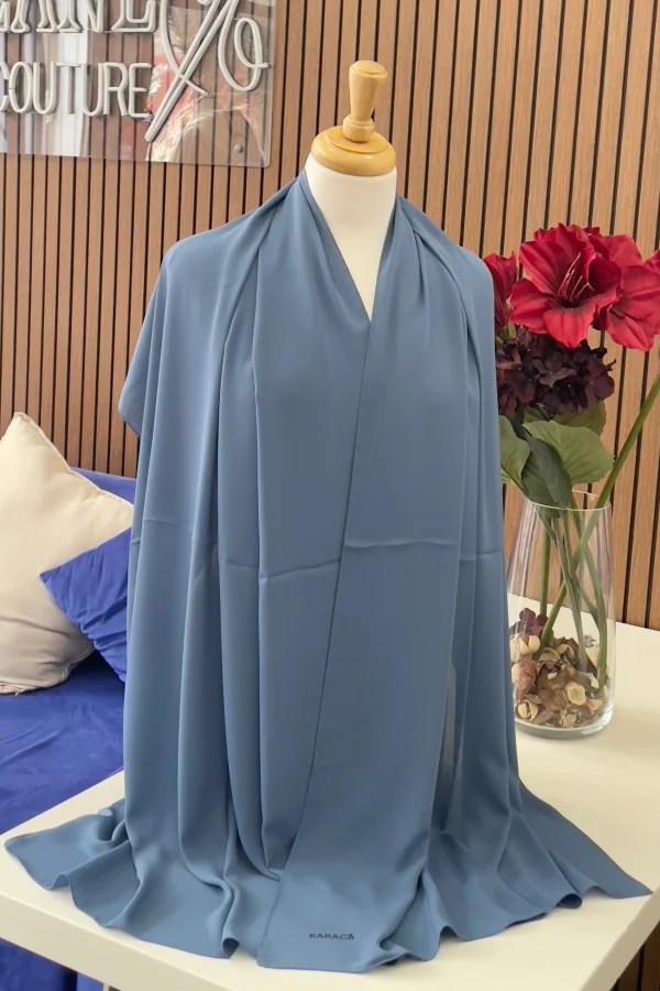 Châle Crêpe Uni Bleu Jean | CasaZaz