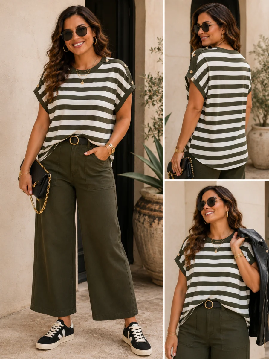 Blouse " nola" 36 au 46 kaki  | Les Chics Filles by Sab 