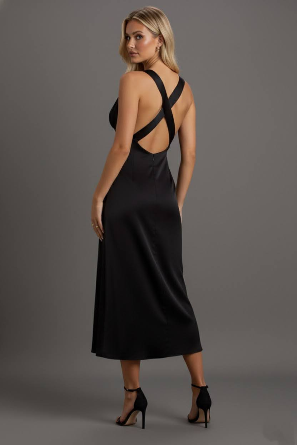 Robe mi-longue satinée | Pink Corner 974