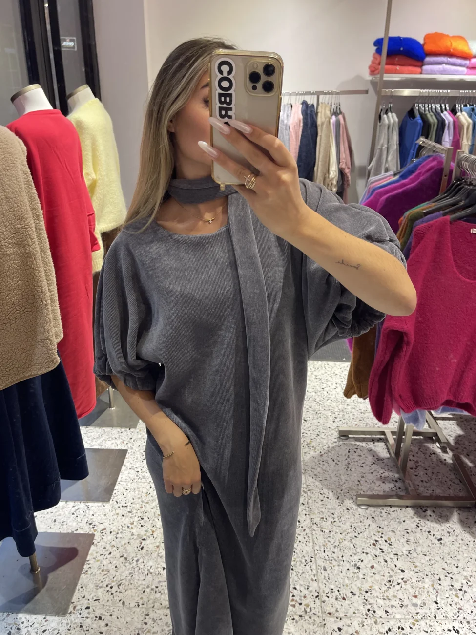 SHORT SLEEVE-VELVET MAXI DRESS | Salsa Color