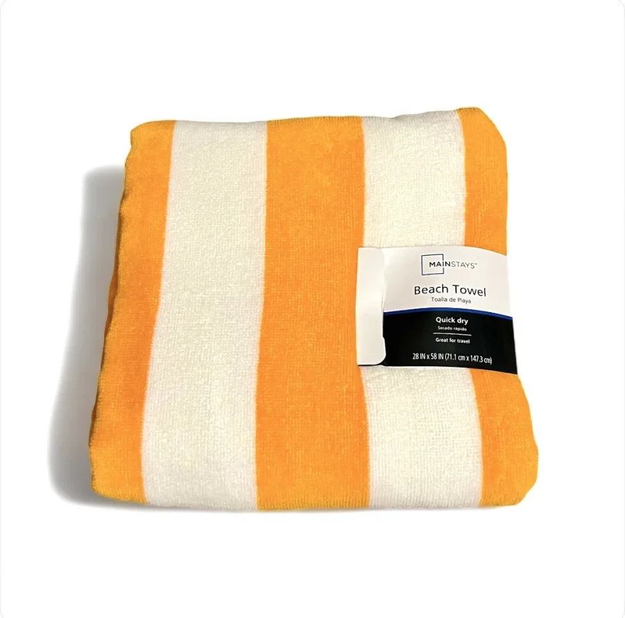 Mainstays Cotton Orange & White Cabana Stripe Beach Towel, 28" x 58" | Home & Kitchen Delights