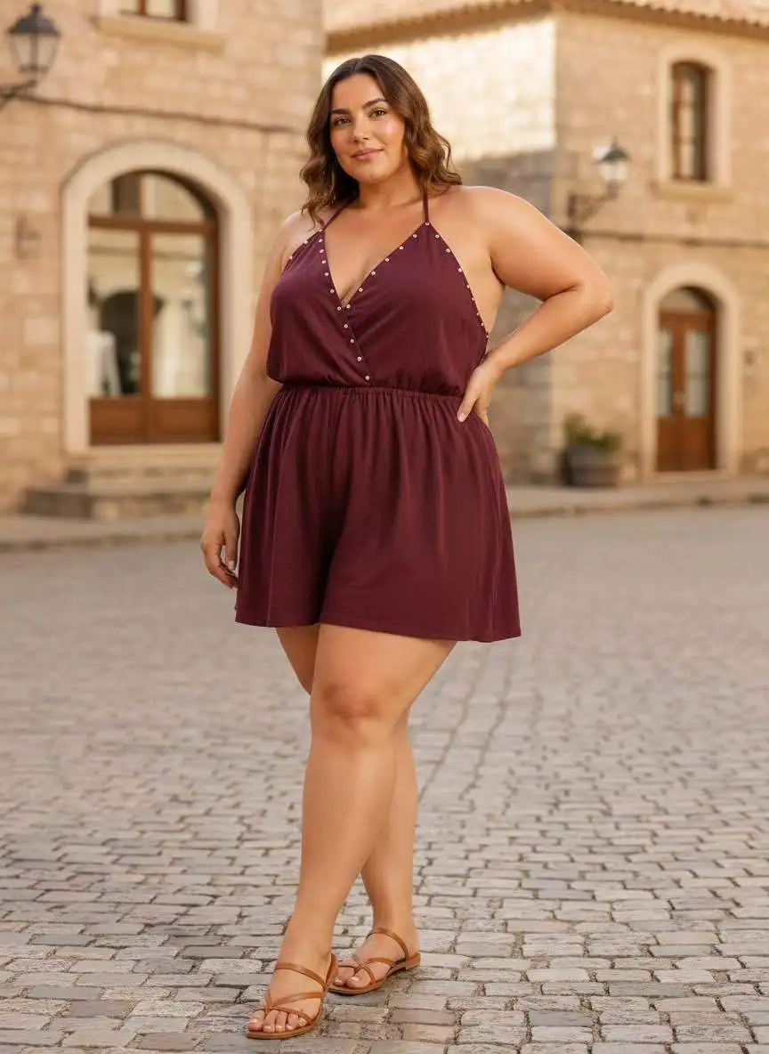 Combishort " amaya" bordeaux 42 au 48/50 | Les Chics Filles by Sab