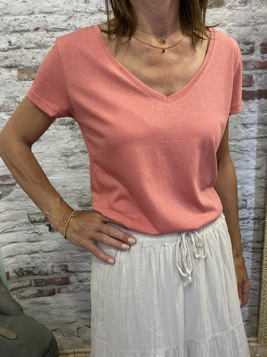 Tee shirt col v dorure | Jus de coco 