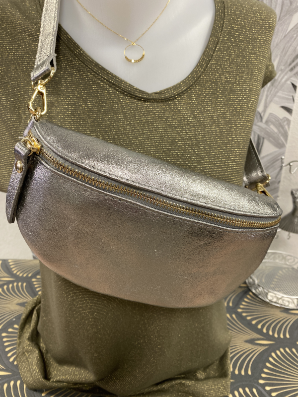 Sac banane cuir argent  | Jus de coco 