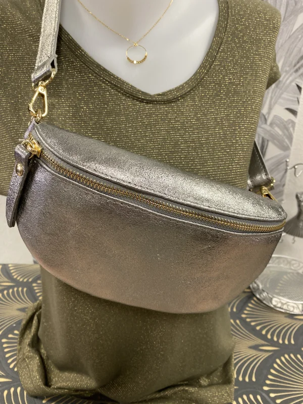 Sac banane cuir argent  | Jus de coco 