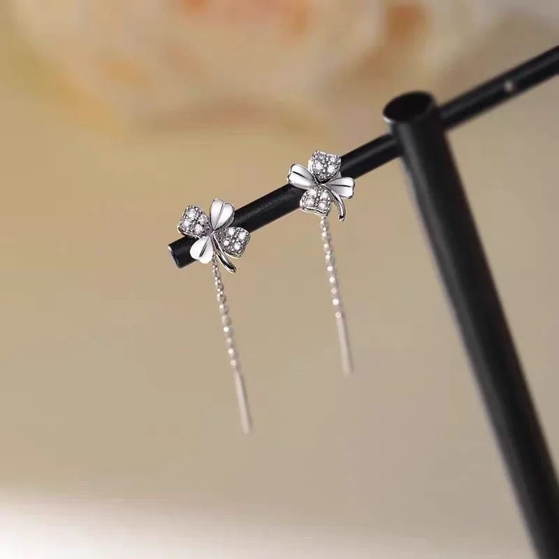 Four-leaf clover earrings 999 sterling silver earrings | Wenzhou Youhui Trading Co., Ltd.