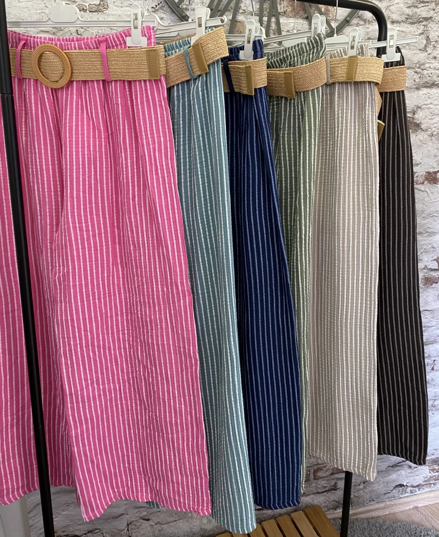 Pantalon rayé ceinture | Jus de coco 