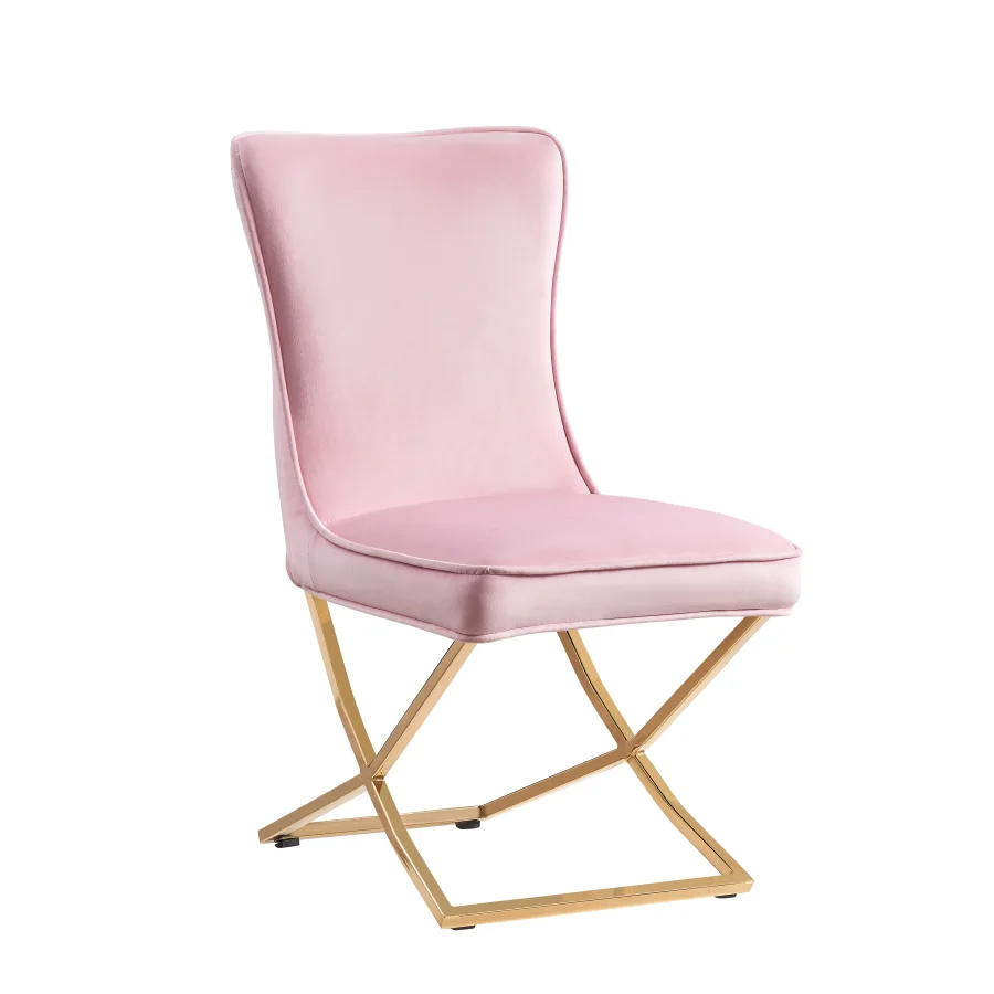 Chaise gabrielle gold velours rose pale/Ref:5 | MULTI-AFFAIRES