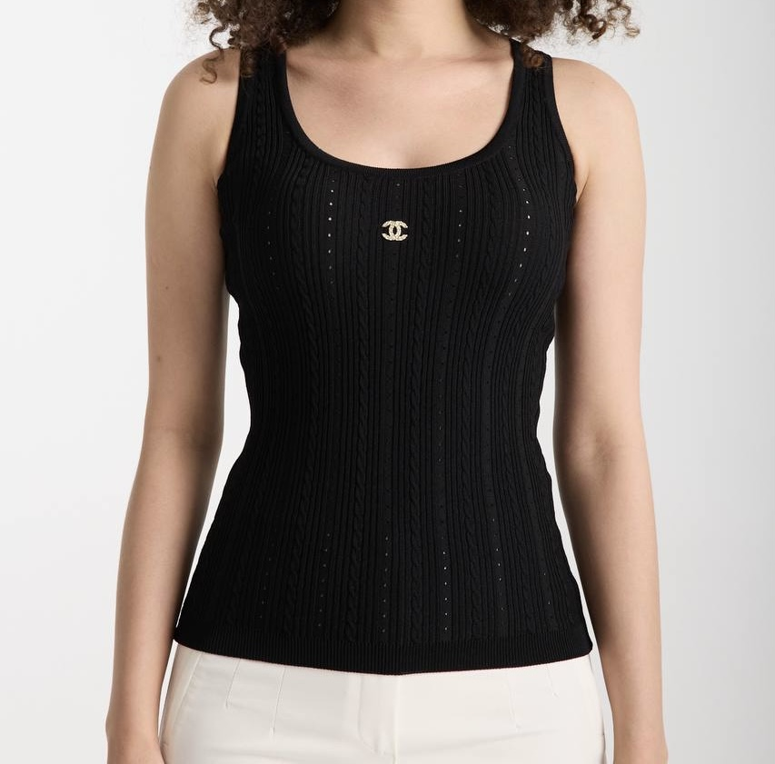 Chanel Paris Tank Top Black | MASSIMOLUXURYOUTLET