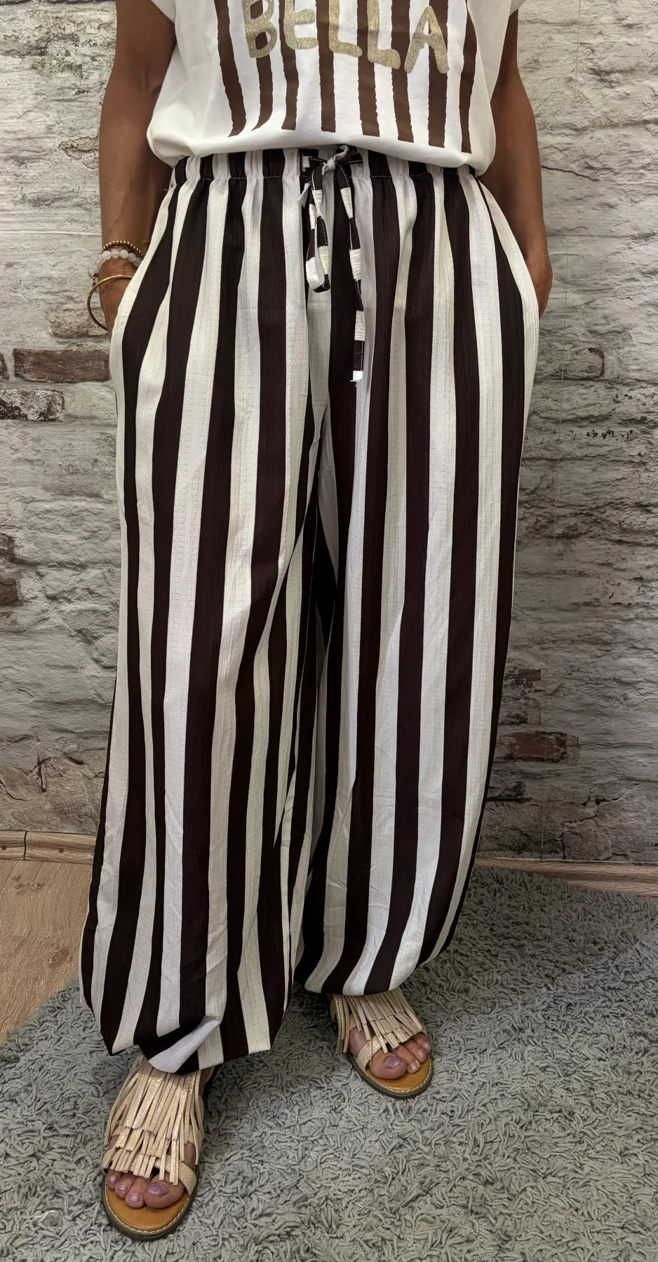 Pantalon ample rayé | Jus de coco