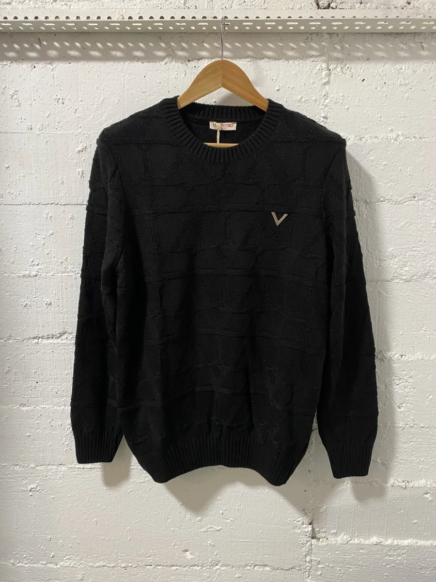Valentino Fine Cotton Sweater Black | MASSIMOLUXURYOUTLET
