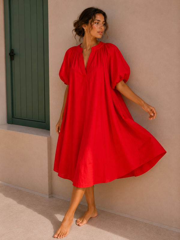 Cotton Glow Puff Dress | Salsa Color