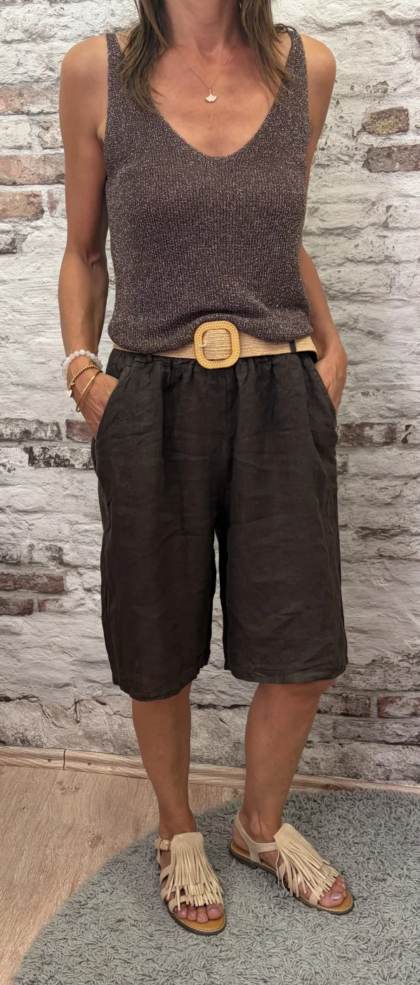 Bermuda lin avec ceinture | Jus de coco