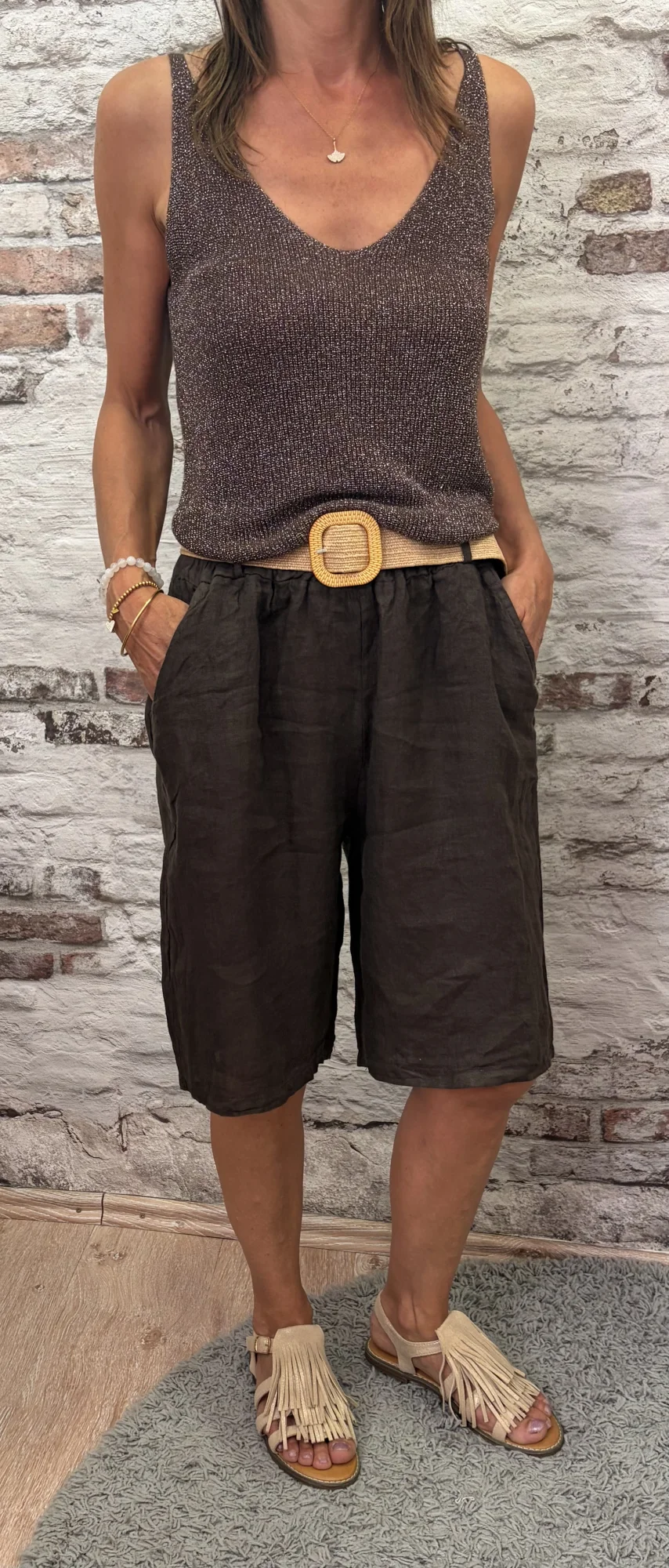Bermuda lin avec ceinture | Jus de coco