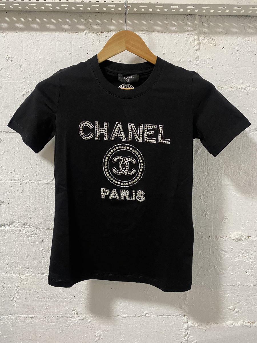 Chanel Paris T-Shirt Women Black Paerl | MASSIMOLUXURYOUTLET