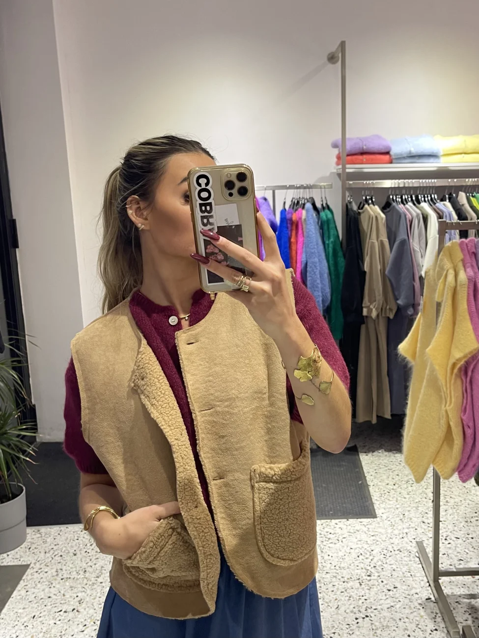 FAUX LEATHER TEDDY VEST | Salsa Color