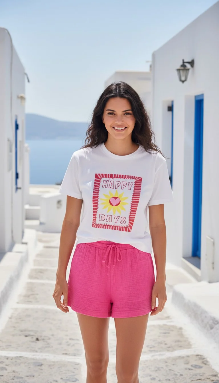 T-Shirt Col rond avec imprimé HAPPY DAYS | Chez Florem