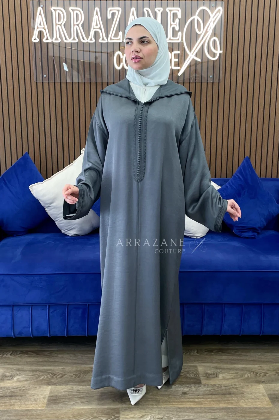 Dejllaba Crêpe Zwak Maalam vert militaire | CasaZaz