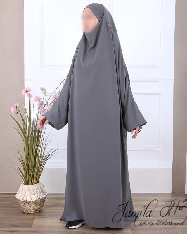 JILBAB 1 PIÈCE GRIS ANTHRACITE - JAMILA  | AMCOSMETIK