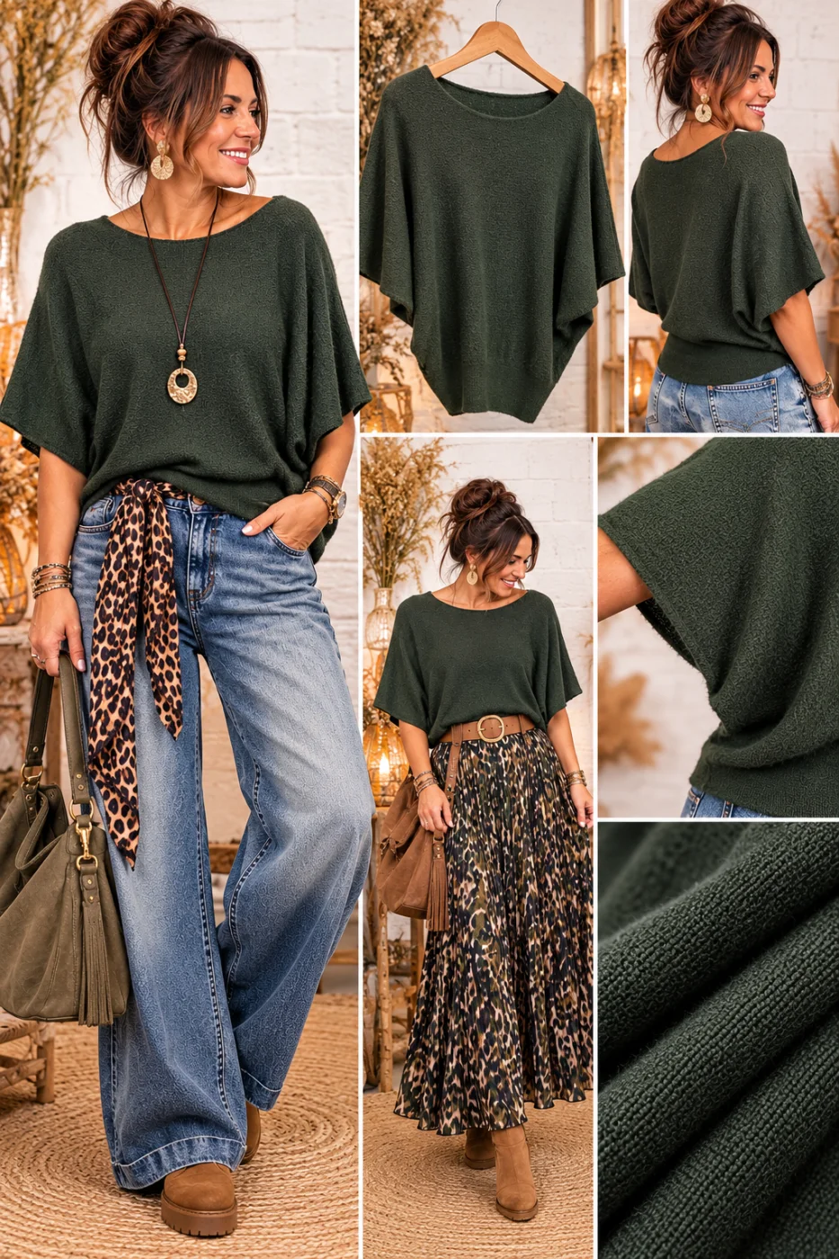 Pull " elina" vert 36 au 48 | Les Chics Filles by Sab