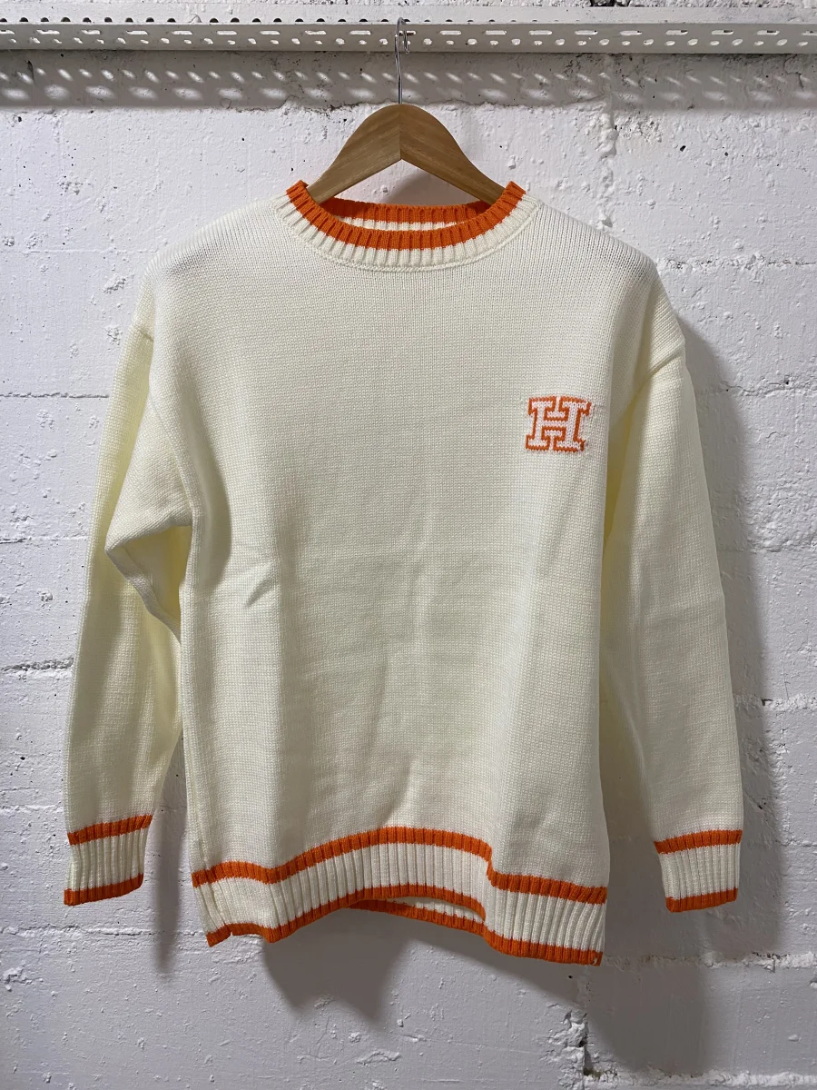 Hermes Paris Sweater Ecru / Orange | MASSIMOLUXURYOUTLET
