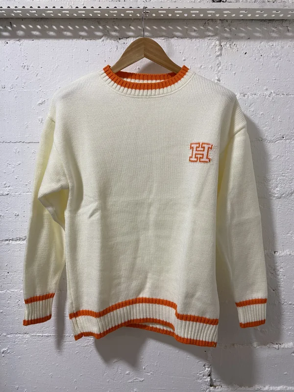 Hermes Paris Sweater Ecru / Orange | MASSIMOLUXURYOUTLET