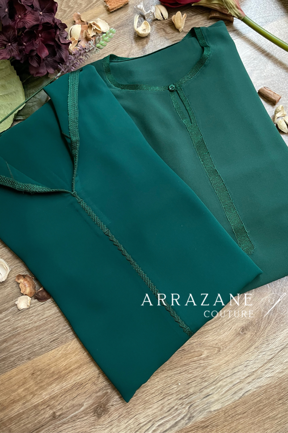 Djellaba Crêpe Berchman Vert Royal | CasaZaz