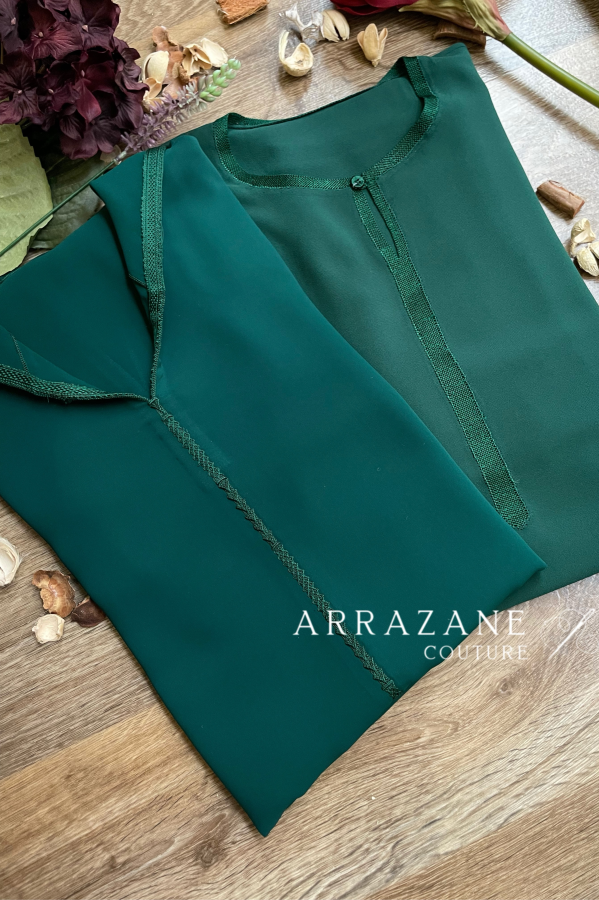 Djellaba Crêpe Berchman Vert Royal | CasaZaz