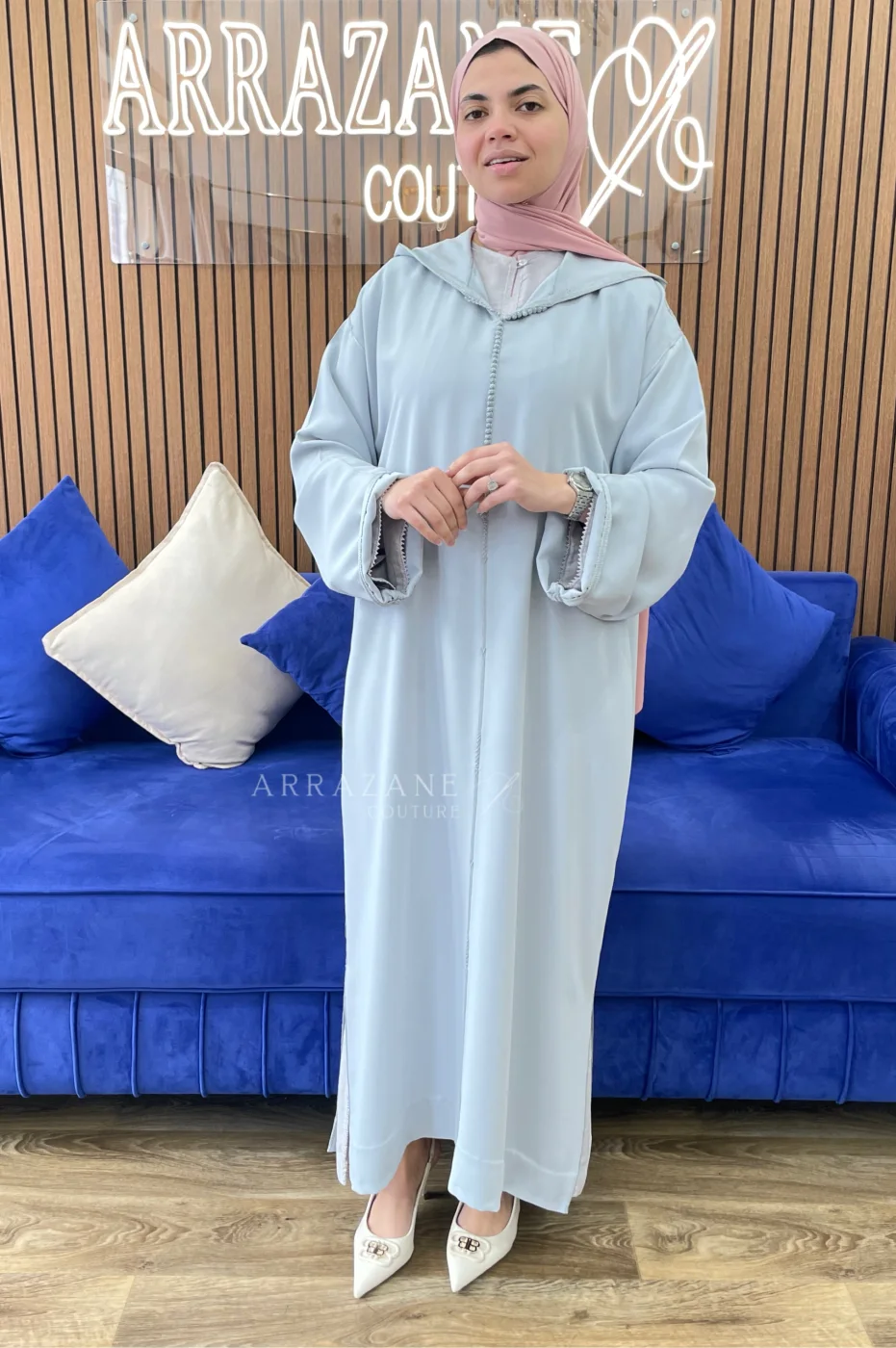 Djellaba crêpe berchman gris clair | CasaZaz