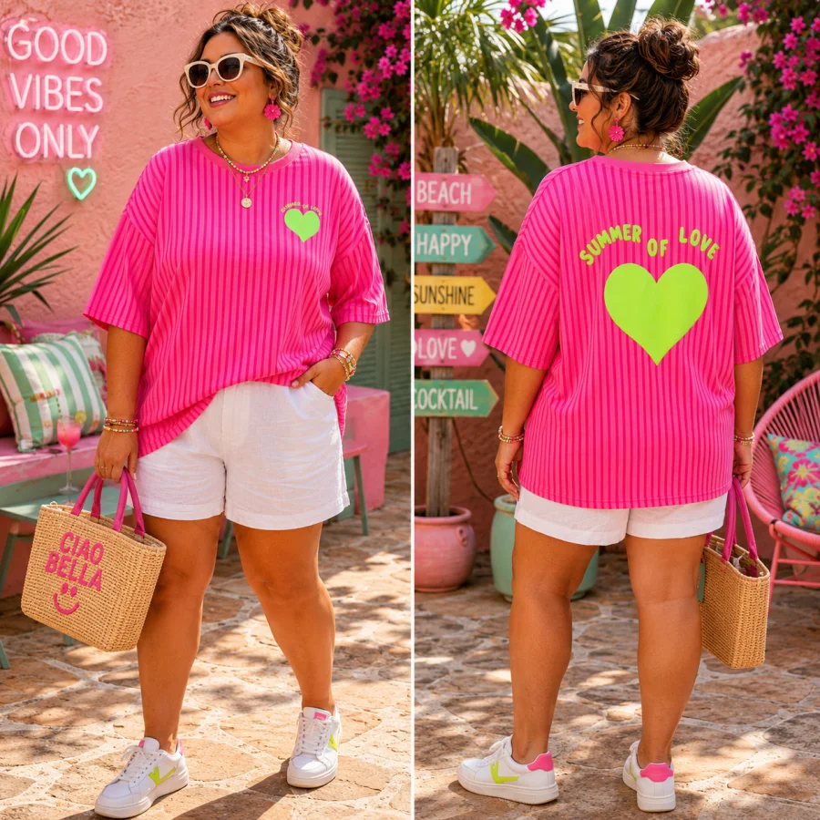 Tee-shirt " summer" oversize 36 au 46 | Les Chics Filles by Sab 