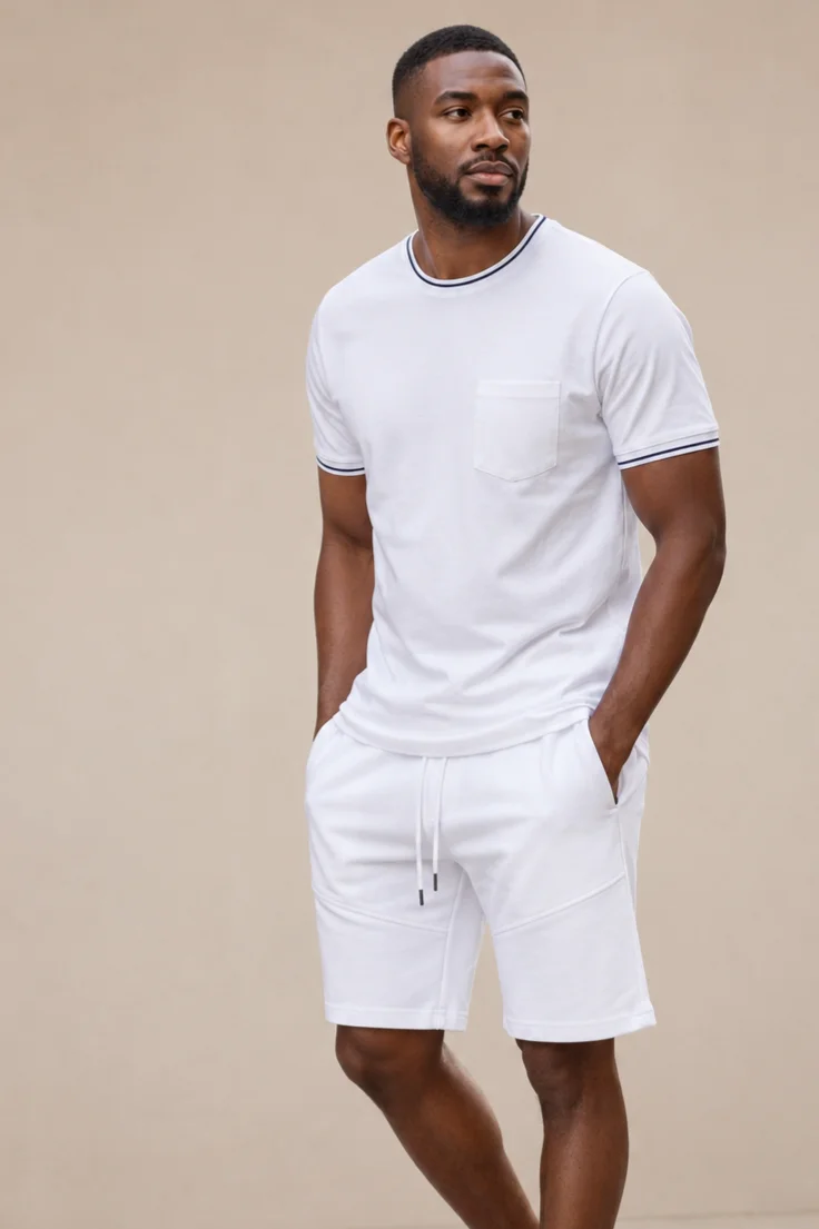Conjunto T- shirt e Calção Frilivin em Branco cod 504 | definne