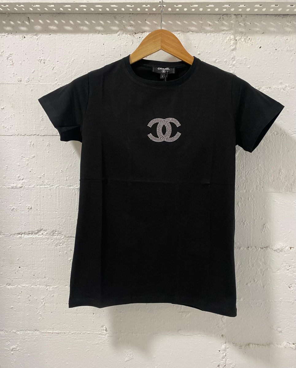  Chanel Paris Strass T-Shirt Women Black | MASSIMOLUXURYOUTLET