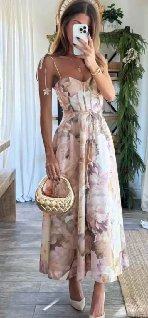 Robe longue à fleurs  | Pink Corner 974