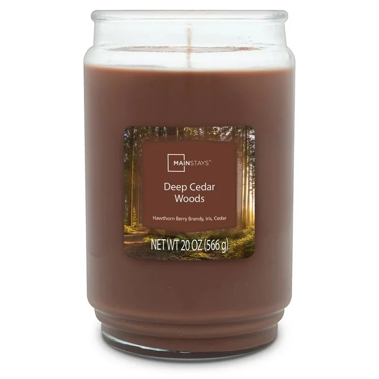 Mainstays Deep Cedar Woods Scented Single Wick Candle, 20 oz. | Home & Kitchen Delights