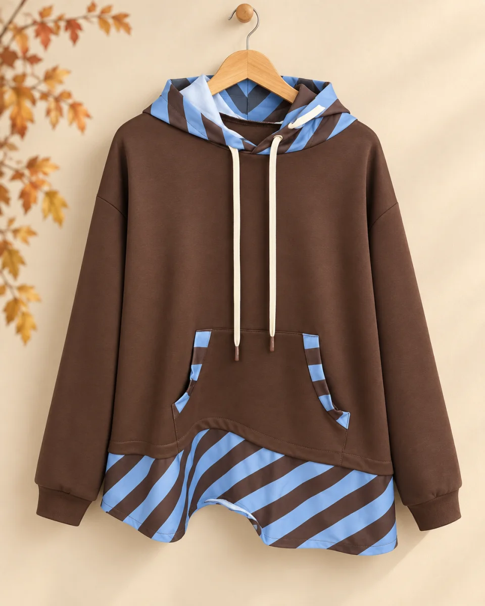 Sweat Capuche " capucine " marron 40 au 50 | Les Chics Filles by Sab
