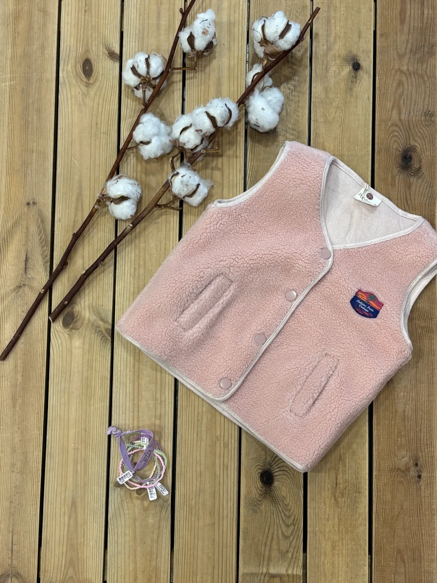 Gilet teddy rose doux pohème  | Lena in Love 