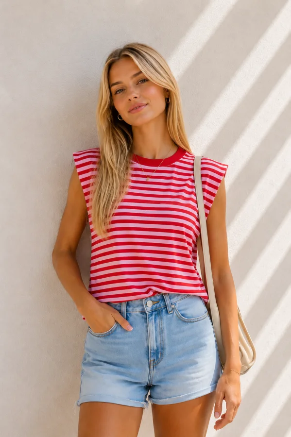 Candy Shoulder Stripe Top | Salsa Color