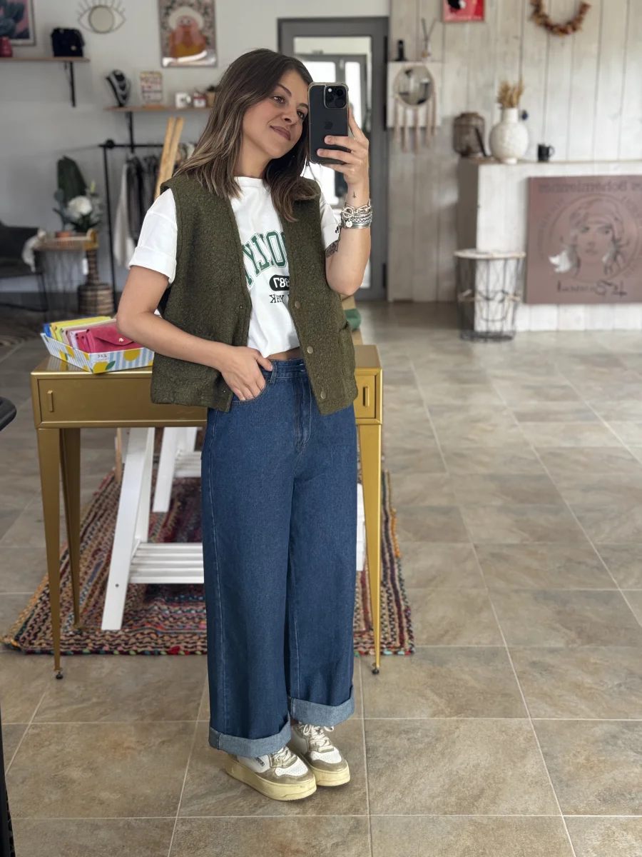 Gilet DAPHNÉ kaki | Les bohemiennes Le Bouscat