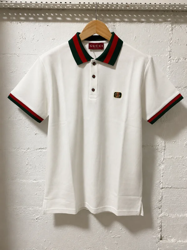 Gucci Firenze 1921 Web Stripe Polo Shirt White | 