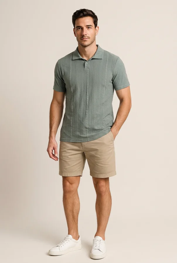 Polo Uomo Mezza Manica in Lino e Cotone – Verde | GIMARK